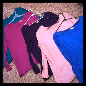 Set of 5 colorful Piko tops